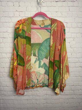 Powder brand  design tropical open front cardigan ladies one size artsy whimsica
